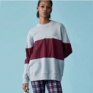 We-ar4 Colorblock Sweatshirt Gray Burgundy Patch Pocket Size S Made in USA